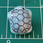 Vintage Moonglow Czech Glass Turtle Shank Button Turquoise 5 8  W X 3 4  High