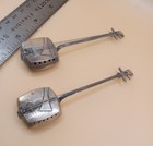 Vintage 950 Sterling Silver Samisen Japanese Guitar Salt   Pepper Shakers Pair