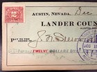 1919  12 00 Bank Check From Lander County Bank In Austin Nevada W stamp 