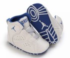 Baby Soft Sole Shoes Size 1 Ages  0-12 Months  White blue