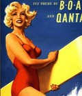  Australia 1950 Surfing Woman British Australian Air Vintage Poster Print Art