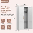 71  Metal Wardrobe Cabinet With Barn Door   Shelves  Armoire Closet For Bedroom