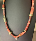 Vtg African Tribal Trade Bead Strand Necklace Gemstone Tube Statement Heavy 26 