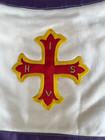Red Cross Of Constantine White   Purple Satin Apron With Red Embroidered Symbol