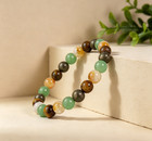 Mixed Natural Gemstone Stretch Bracelet Round Beaded Handmade Jewelry Gift Her