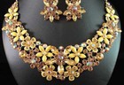 Daisy Austrian Rhinestone Bridal Necklace Earrings Set Silver Party N1785g Gold