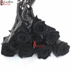 Rose Flogger Cowhide Leather 9 Braided Falls Heavy Black Roses   Steel Handle