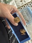 Vintage 32   Scottish Rite Masonic Double Eagle Cufflinks Gold Tone Fraternal