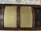  Victorian Era Dome Top Trunk Brass Embossed Panels Wood   Metal Antique Chest