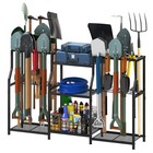 Heavy Duty Garden Tool Organizer Rack - 3 Tier Storage With Hooks For Garage  Sh
