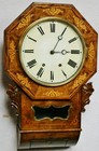 Antique Black Forest 8 Day Striking Inlaid Carved Walnut Drop Dial Wall Clock