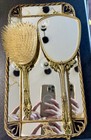 Vintage Gold Gilt Vanity Set Mirror Brush Tray Roses Victorian Style