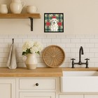 White Great Pyrenees Christmas Poinsettas Framed Metal Print Wdk8658mfp88