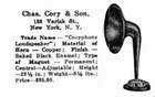 Very Scarce 1923 Coryphone Horn Radio Speaker   Chas  Cory   Son   Good Driver