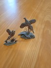 Pair Of Stunning Small Vintage Metal Rising Pheasants Figurines  7cm   6cm H