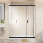 60 x72  4-panel Center Opening Double Sliding Shower Door  6mm Tempered Glass