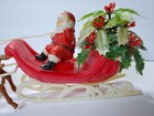 Vintage  1960   s Christmas Santa Claus Sleigh   Reindeer Plastic 11  Hong Kong