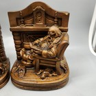 Vintage G s  Allen Bookends Fireplace Man Reading Dog 8  Heavy Cast Bronze Pair