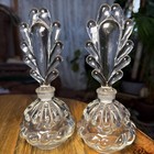 Vintage Imperial Glass Pressed Glass Clear Perfume Bottles With Stopper Lot Of 2