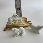 Vintage Bone China Mouse Rat Family Corn Miniature Figurines Japan Lot Of 3 2 