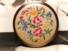Floral Needlepoint Likely Unused Vintage Powder Compact  Stratton Makeup Mirror
