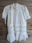 Antique Baby Dress White Cotton Victorian Edwardian Tattered Gothic Ethereal