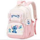 Disney Stitch Backpack  Large Capacity  Mixed Color  Polyester  Pink   White