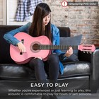 38in Beginner Acoustic Guitar Set  Pink  Case  Strap  Extra Strings  Tuner Bcp
