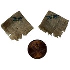 Pair Of Vintage Miniature Dollhouse  Emrboidered Fabric Napkins 1 12 Scale
