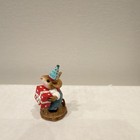Wee Forest Folk Birthday Mouse Figurine Holding Red Present W  Party Hat