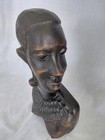 Vintage African Ebony Hand-carved Wood Bust Zimbabwe  Ghana  Mozambique Africa