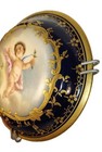  Antique French Gold Gilt   Cobalt Blue Dresser Jar Lid Repurposed  Wall Decor 