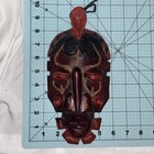 Kenya Africa Tribal Mask Hand Carved Wood  Painted Red Black Gold Vintage 