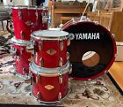 Yamaha Beech Custom Drums Red Apple 5 Pieces Made In Japan