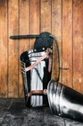 Medieval 18 Gauge Black Greaves Steel Leg Armor Guard Protection Costume Roman
