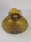 Vintage Clevenger Brothers Amber Brown Glass Vase Bottle Daisy   Button