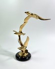 Vintage Mcm Brass Birds In Flight Seagulls Sculpture Mid Century Modern 10 5x13