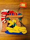 Vintage Rare Disney Christmas 3-d Cloth Ornament Pluto Fireplace New W tag 1994