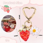 Strawberry Keychain For Women  Cute Bag Charm With Heart Flower Daisy Key Chains