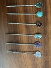 Sterling Silver Appetizer Toothpick W  Stones Set Of 6