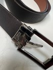 Montblanc Men Brown black Belt Leather Signature Metal Buckle Made In Italy