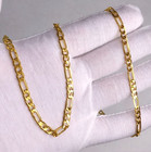 Italian 1 200 14k Yellow Gold Overlay Figaro Link Chain Necklace Cadena