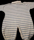 Vintage 90s Carriage Boutiques Friedknit Baby Blue Striped Romper Embroidered 6m