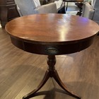 Vintage Mersman Duncan Phyfe Mahogany Round Drum Table Drawer Side Accent 24    