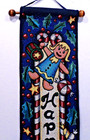 Happy Holidays Christmas Toys Candy Narrow Tapestry Hanging Bell Pull 6 X 43 