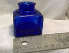 Antique Vintage Cobalt Blue Glass Inkwell 1900s 2 Oz 2 x2 x2 25  Gb