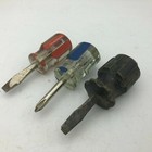 Stubby Screwdrivers Lot Of 3 Rosco Phillips Head Stanley Slotted   One Vtg Usa