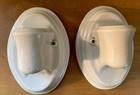 Lovely Pair Vintage Art Deco White Porcelain Wall Sconce Light Fixtures
