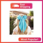 Hair Bows For Women Girls light Blue Silky Satin Hair Barrettes With Long Ribbon