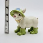 Lenox Wally In Wellies Pig Porcelain Figurine New W  Tag Rain Boots   Rain Hat